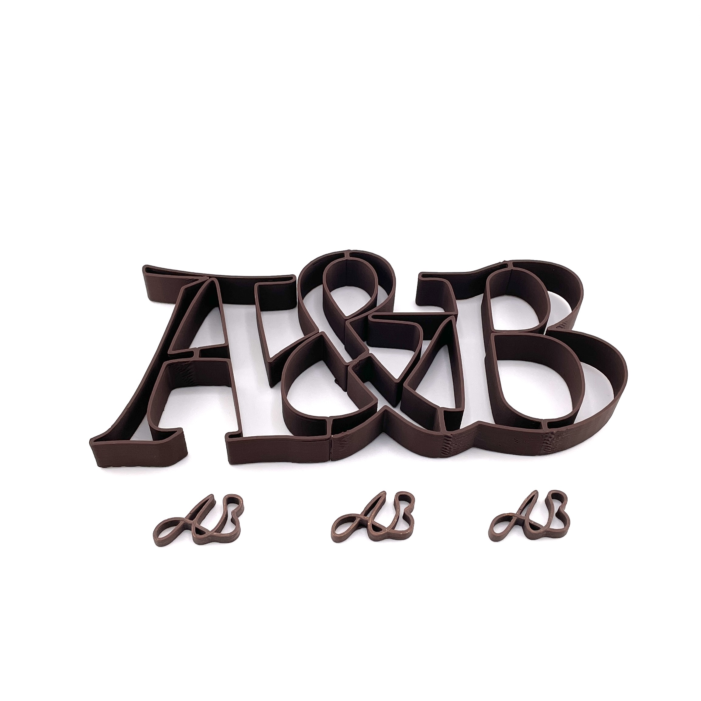 Custom A&B chocolate monogram topper set